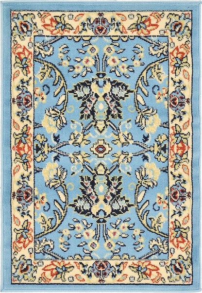 Unique Loom Sialk Hill Collection Area Rug - Washington (2' 2" x 3' 1" Rectangle Light Blue/Navy Blue)