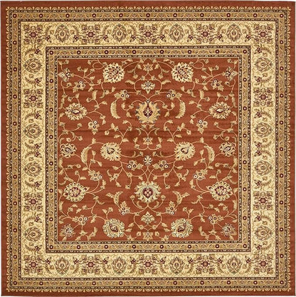Unique Loom Voyage Collection Traditional Oriental Classic Intricate Design Area Rug (10' 0 x 10' 0 Square, Terracotta/Ivory)