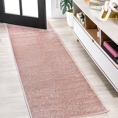 JONATHAN Y Haze Solid Low-Pile Pink Runner Rug 2x8, Coastal,Bohemian,Minimalist,Classic, Easy-Cleaning for Living Room,Bedroom,Kitchen,Pet Friendly,Non-Shedding (SEU100P-28)