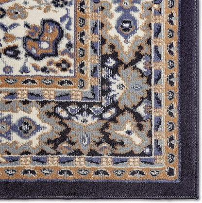 Home Dynamix Premium Sakarya Traditional Medallion Border Area Rug, Navy Blue, 3'7"x5'2" Rectangle