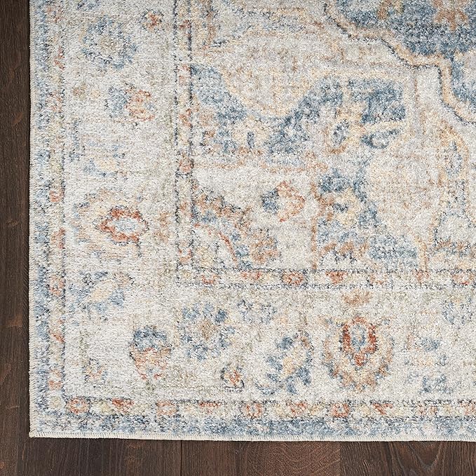 Nourison Home Astra Machine Washable Denim Multicolor 4' x 6' Area Rug - Easy Clean, Non Shedding, Bed Room, Living Room, Dining Room, Kitchen (4' x 6')
