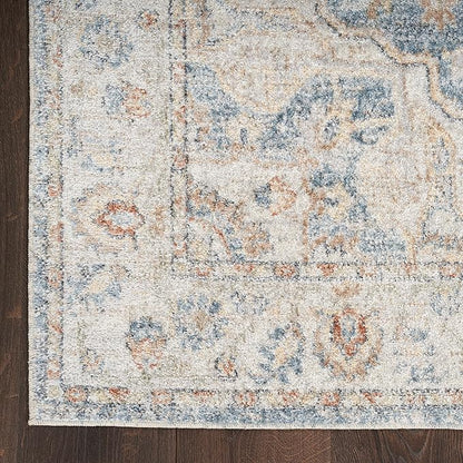 Nourison Home Astra Machine Washable Traditional Denim Multi 7'10" x 10' Area Rug, Easy Clean, Non Shedding, Bed Room, Living Room, Dining Room, Kitchen (8x10)