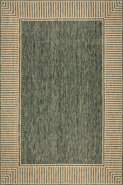 Nuloom Asha Green/Brown, 8' x 10', Casual, Striped Border, Soft and Cozy, High Traffic, Stain Resistant, Easy Clean, Durable Area Rug for Indoor/Outdoor Patio, Deck, Porch, Garden, Courtyard