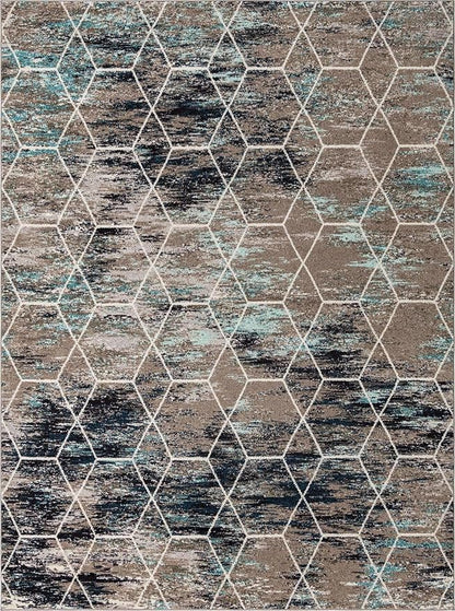 Unique Loom Trellis Frieze Collection Area Rug - Geometric (9' x 12', Blue Multi/ Ivory)