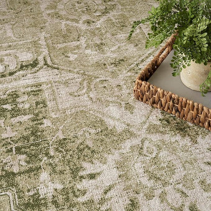 Nourison Home Astra Machine Washable Ivory Green 9' x 12' Area Rug - Easy Clean, Non Shedding, Bed Room, Living Room, Dining Room, Kitchen (9' x 12')