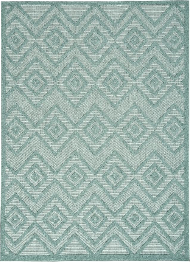 Nourison Home Versatile Aqua Teal 5' x 7' Area Rug - Easy Clean, Non Shedding, Bed Room, Living Room, Dining Room, Kitchen (5' x 7')