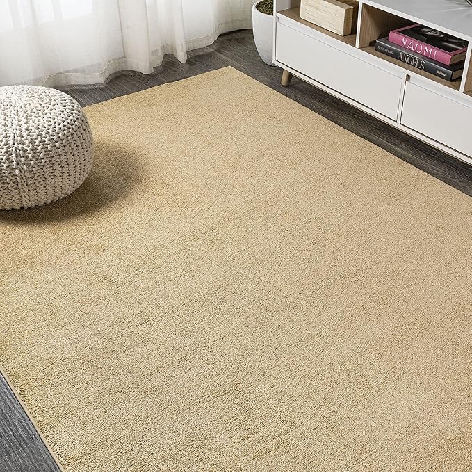Eyely UES100B-5 Supersoft Haze Solid Low-Pile Indoor Area Rug Casual;Contemporary;Solid;Traditional, Bedroom, Kitchen, Living Room, Easy-Cleaning, Non-Shedding, 5 X 8, Mustard