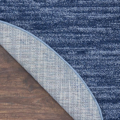 Nourison Home Nourison Essentials Navy Blue 4' x Round Area Rug - Easy Clean, Non Shedding, Bed Room, Living Room, Dining Room, Kitchen (4' x Round)
