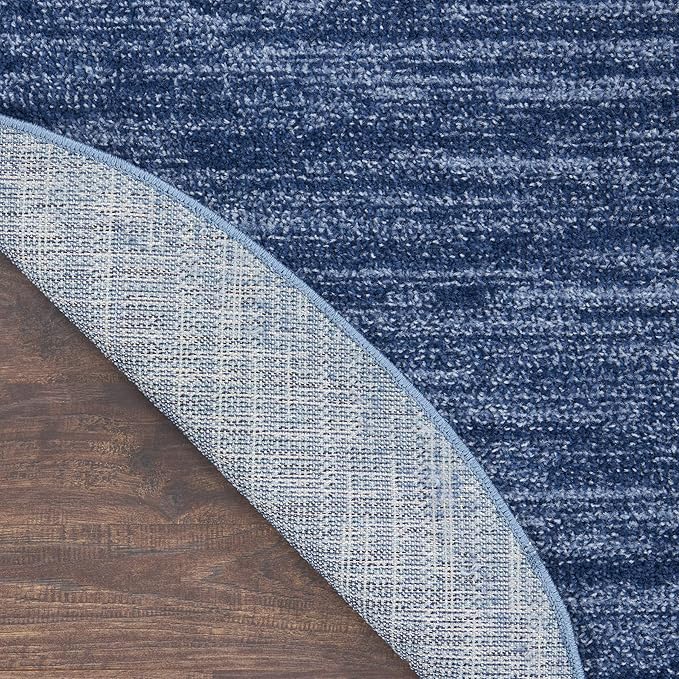 Nourison Home Nourison Essentials Navy Blue 8' x Round Area Rug - Easy Clean, Non Shedding, Bed Room, Living Room, Dining Room, Kitchen (8' x Round)
