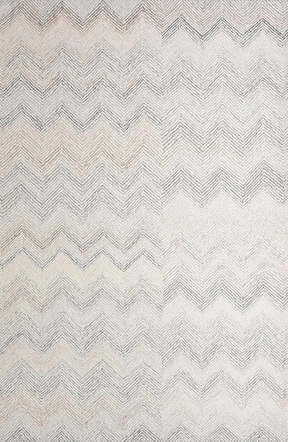 Modern Herringbone Chevron Collection Handcrafted Wool Area Rug - Durable, Zigzag Pattern, for High Traffic, Contemporary Design for Living Room, Bedroom, Dining Room Decor (Ivory-Multi, 9' x 11')