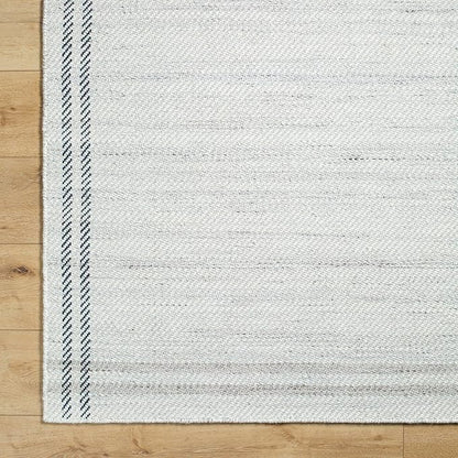Mark&Day Wool Rugs, 2x8 Janmichael Solid and Border Gray/Ivory Runner Area Rug, Grey Ivory Black Carpet for Hallway, Kitchen, Bedroom or Living Room (2'6" x 8' Runner)