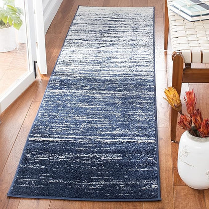 SAFAVIEH Adirondack Collection Runner Rug - 2'6" x 12', Navy & Ivory, Modern Ombre Design, Non Shedding & Easy to Clean, Ideal for Hallway, Foyer, Kitchen, Entryway, Bedroom (ADR113N)
