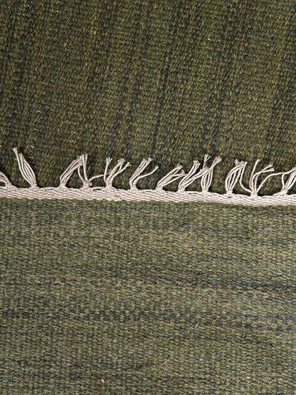 Rugsotic Carpets Hand Woven Flat Weave Kilim Wool 3'x5' Area Rug Solid Olive D00111