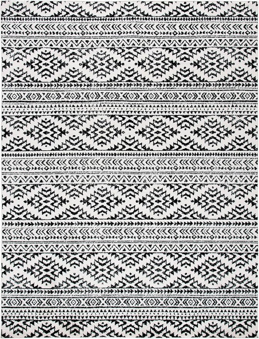 SAFAVIEH Area Rug 10x13 - Tulum Collection - Large - Ivory & Black, Moroccan Boho Tribal Design, Non-Shedding & Easy to Clean, Ideal for Living Room, Bedroom, Dining Space (TUL272B)