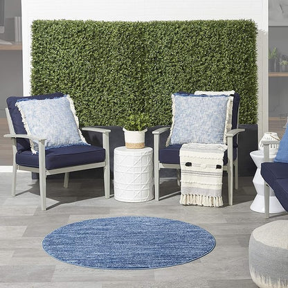 Nourison Home Nourison Essentials Navy Blue 4' x Round Area Rug - Easy Clean, Non Shedding, Bed Room, Living Room, Dining Room, Kitchen (4' x Round)