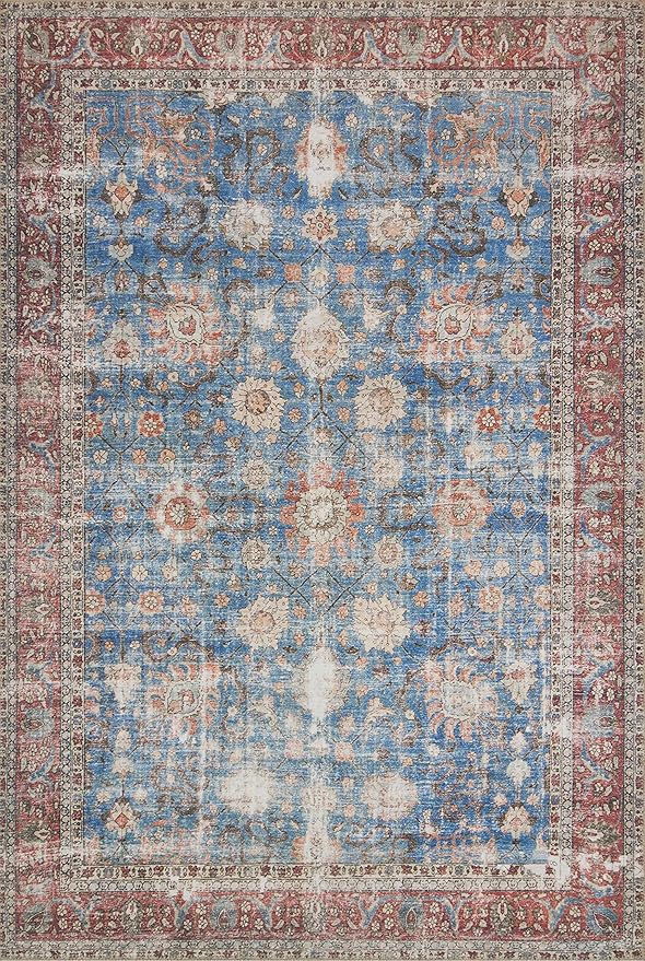 Loloi Loren Collection LQ-01 Blue/Brick 5'-0" x 7'-6" Area Rug
