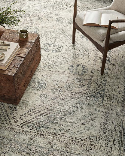 Loloi Magnolia Home by Joanna Gaines Sinclair Collection SIN-04 Natural/Sage 5'-0" x 7'-0", .25" Pile Height, Machine Washable, Area Rug
