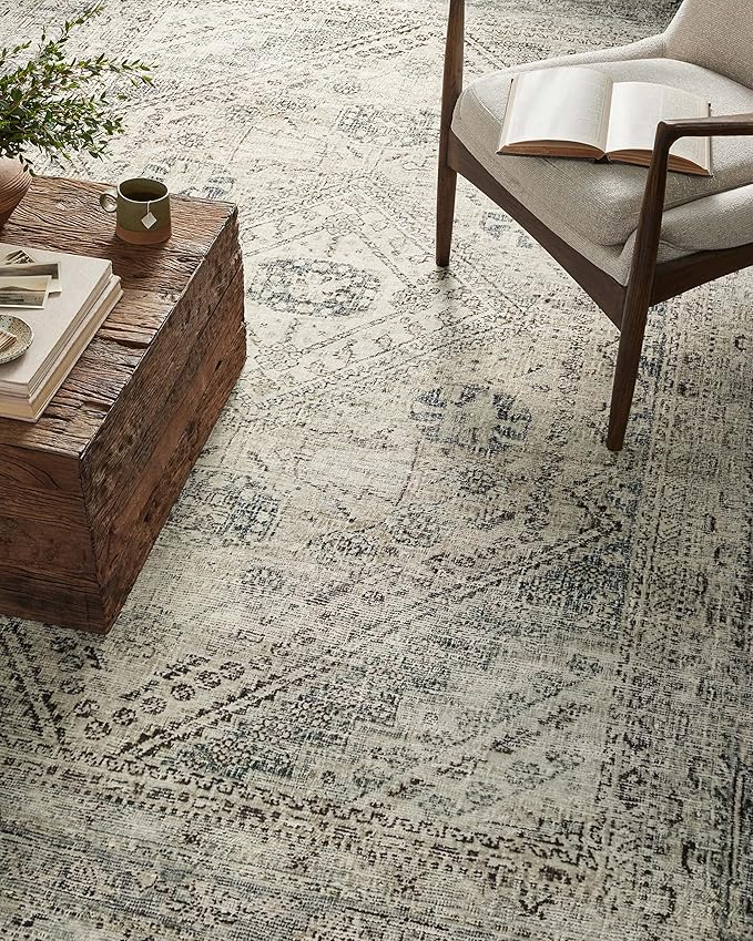 Loloi Magnolia Home by Joanna Gaines Sinclair Collection SIN-04 Natural/Sage 8'-6" x 11'-6", .25" Pile Height, Machine Washable, Area Rug