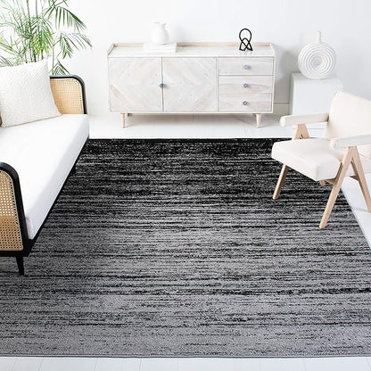 SAFAVIEH Adirondack Collection Area Rug - 12' Square, Silver & Black, Modern Ombre Design, Non Shedding & Easy to Clean, Ideal for Living Room, Bedroom, Office, Dining Space (ADR113A)