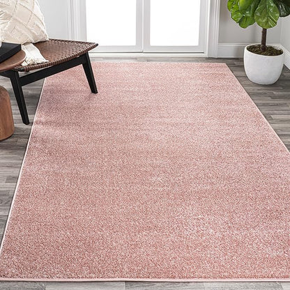Eyely UES100P-5 Supersoft Haze Solid Low-Pile Indoor Area Rug Casual;Contemporary;Solid;Traditional, Bedroom, Kitchen, Living Room, Easy-Cleaning, Non-Shedding, 5 X 8, Pink