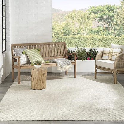 Nourison Home Courtyard Ivory Silver 7' x 10' Area Rug - Easy Clean, Non Shedding, Bed Room, Living Room, Dining Room, Kitchen (7' x 10')