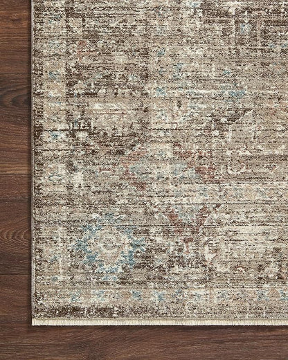 Loloi Magnolia Home by Joanna Gaines Millie Collection MIE-03 Charcoal/Dove 5'-3" x 7'-6", .25" Pile Height, Area Rug