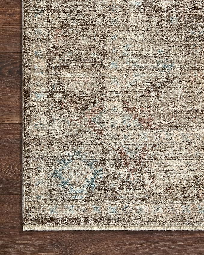 Loloi Magnolia Home by Joanna Gaines Millie Collection MIE-03 Charcoal/Dove 9'-6" x 9'-6", .25" Pile Height, Round Area Rug