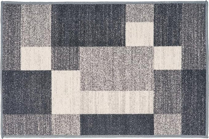 Rugshop Modern Boxes Design Non-Slip (Non-Skid) Area Rug 20" X 30" Gray