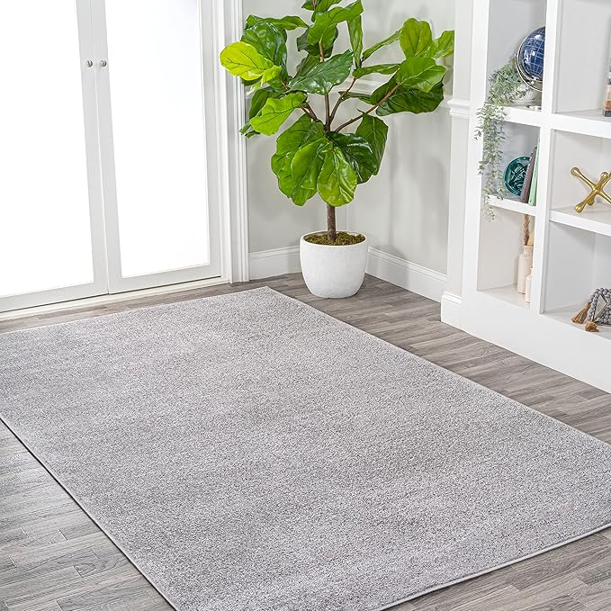 Eyely UES100K-6 Supersoft Haze Solid Low-Pile Indoor Area Rug, Coastal, Bohemian, Minimalist, Classic, Casual for Bedroom,Kitchen,Living Room,Non Shedding,Easy-Washing, Gray, 6 X 9