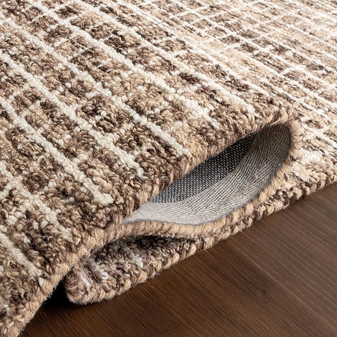 Rugs USA Melrose Handmade, Brown/Ivory, 6' x 9', Wool & Cotton, Soft and Cozy, High Traffic, Stain Resistant, Easy Clean, Durable Area Rug for Bedroom, Living Room, Dining Space, Den, Foyer, Entryway