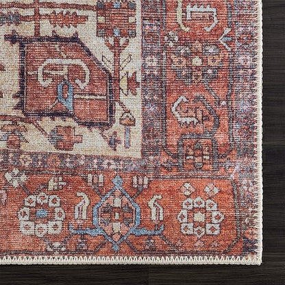 Bloom Rugs Washable 9' x 12' Rug - Red/Orange/Beige Traditional Area Rug for Living Room, Bedroom, Dining Room, and Kitchen - Exact Size: 9' x 12'