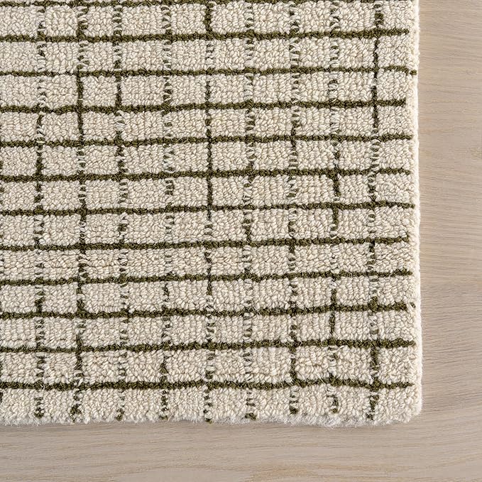 Rugs USA Melrose Green/Ivory, 9'6" x 13'6", Handmade, Wool & Cotton, Soft and Cozy, High Traffic, Stain Resistant, Easy Clean, Durable Area Rug for Bedroom, Living Room, Dining Space, Den, Entryway