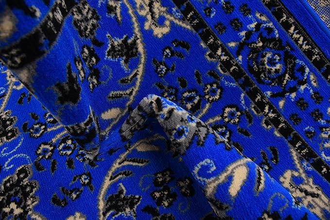 Unique Loom Sialk Hill Collection Area Rug - Washington (3' x 16' 5" Runner Dark Blue/Black)