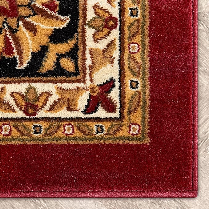Well Woven Barclay Collection Medallion Kashan Red 8x10 Area Rug - for Living Room, Bedroom, and Dining Room