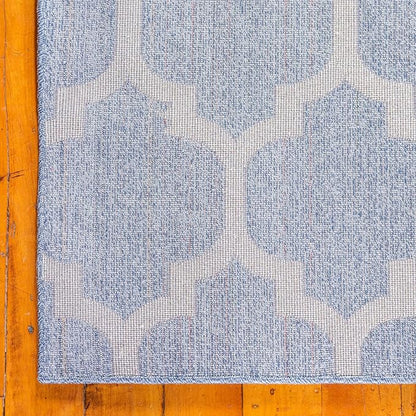 Rugs.com Lattice Collection Rug – 7' x 10' Light Blue Medium Rug Perfect for Bedrooms, Dining Rooms, Living Rooms