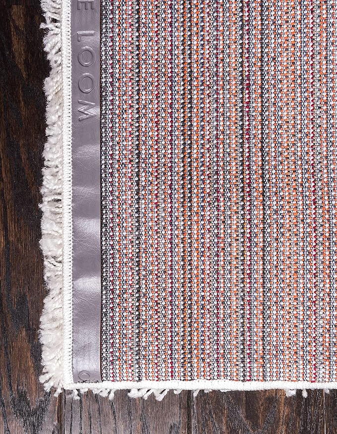 Unique Loom Solid Shag Collection Area Rug (6' 1" x 9' Rectangle, Snow White)