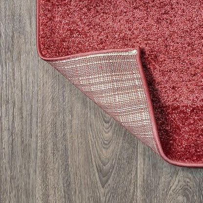 Eyely UES100E-9 Supersoft Haze Solid Low-Pile Indoor Area Rug, Coastal, Bohemian, Minimalist, Classic, Casual for Bedroom,Kitchen,Living Room,Non Shedding,Easy-Washing, Red, 9 X 12