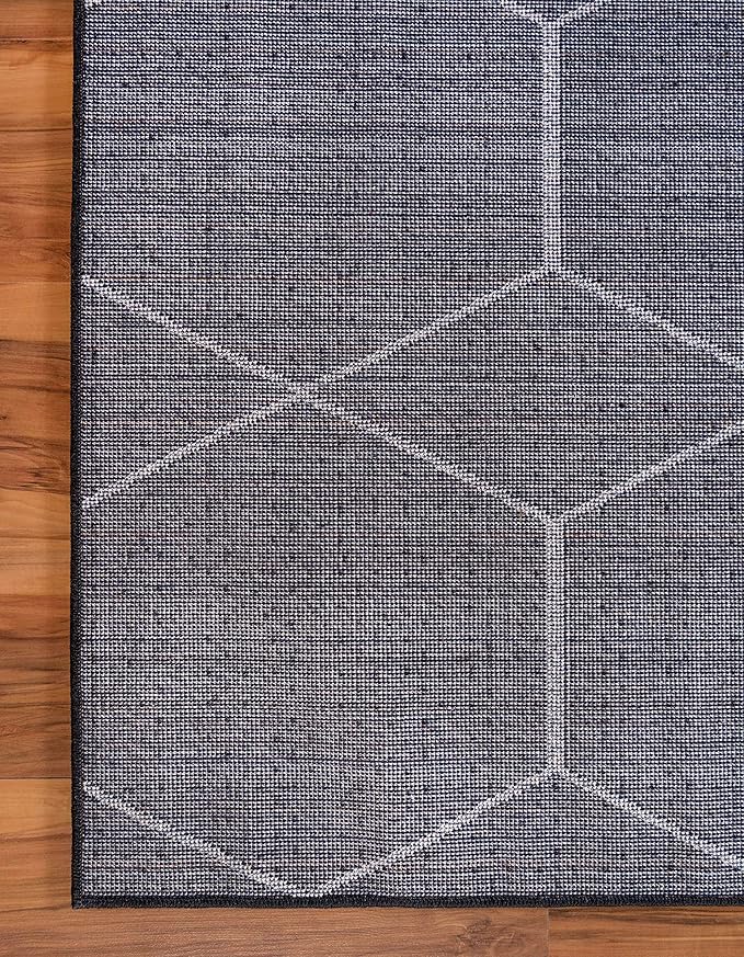 Unique Loom Trellis Frieze Collection Area Rug - Geometric (3' 3" x 5' 3", Black/ Ivory)