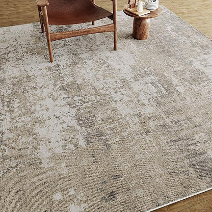 Modern Abstract Beige Gray Area Rug 2x3 Entryway Door Mat Machine Washable Bathroom Throw Carpet Kitchen Indoor Low Pile Non Slip Distressed Laundry Living Dining Room Bedroom Office