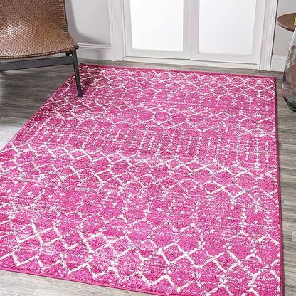 JONATHAN Y Boho Vintage Diamond Fuchsia/Ivory Indoor Area Rug 8X10 ft, Moroccan Hype for Living Room, Bedroom, Kitchen, Office, Easy-Cleaning, High Traffic, Pet-Friendly, Non-Shedding (MOH101G-8)
