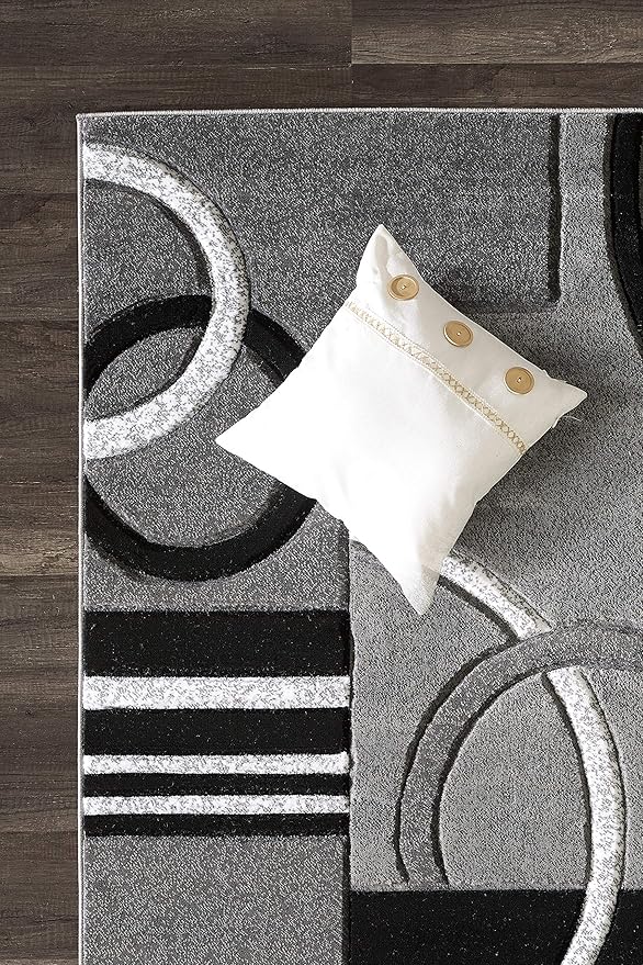 GLORY RUGS Area Rug Modern 8x10 Grey Soft Hand Carved Contemporary Floor Carpet Gray with Premium Fluffy Texture for Indoor Living Dining Room and Bedroom Area