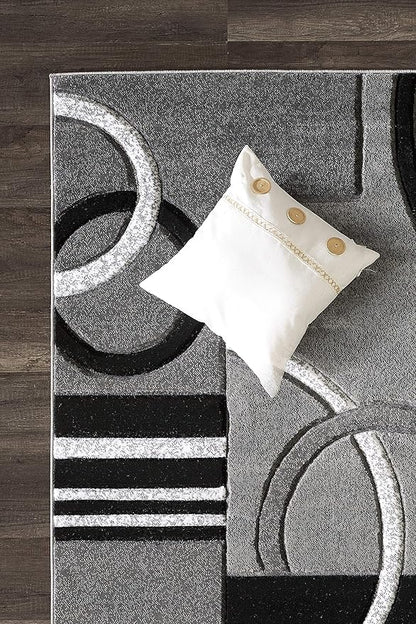 GLORY RUGS Area Rug Modern 8x10 Grey Soft Hand Carved Contemporary Floor Carpet Gray with Premium Fluffy Texture for Indoor Living Dining Room and Bedroom Area