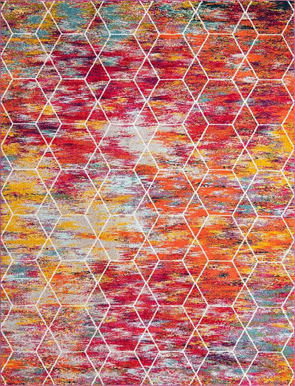 Unique Loom Trellis Frieze Collection Area Rug - Geometric (10' x 13', Multi/ Ivory)