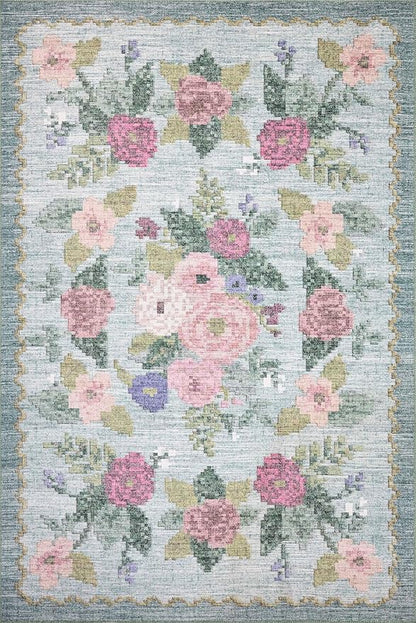 Loloi Rifle Paper Co. Rosa Collection RSA-02 Sky 5'-0" x 7'-6" Area Rug
