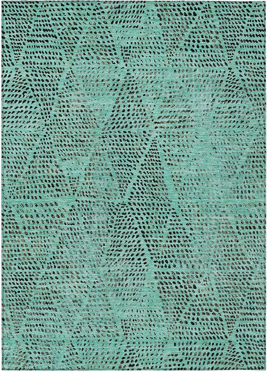 Addison Rugs Chantille ACN591 Teal 8' x 10' Indoor Outdoor Area Rug, Easy Clean, Machine Washable, Non Shedding, Bedroom, Living Room, Dining Room, Kitchen, Patio Rug