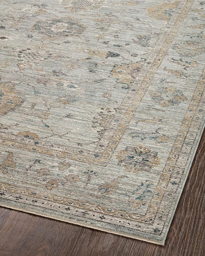 Loloi Magnolia Home by Joanna Gaines Millie Collection MIE-02 Sky/Gold 2'-7" x 10'-0", .25" Pile Height, Runner Rug