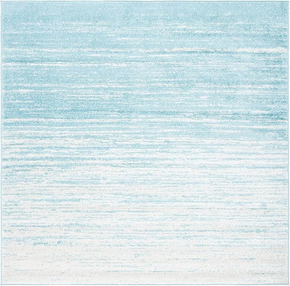 SAFAVIEH Adirondack Collection Area Rug - 5' Square, Aqua & Ivory, Modern Ombre Design, Non Shedding & Easy to Clean, Ideal for Living Room, Bedroom, Office, Dining Space (ADR113J)