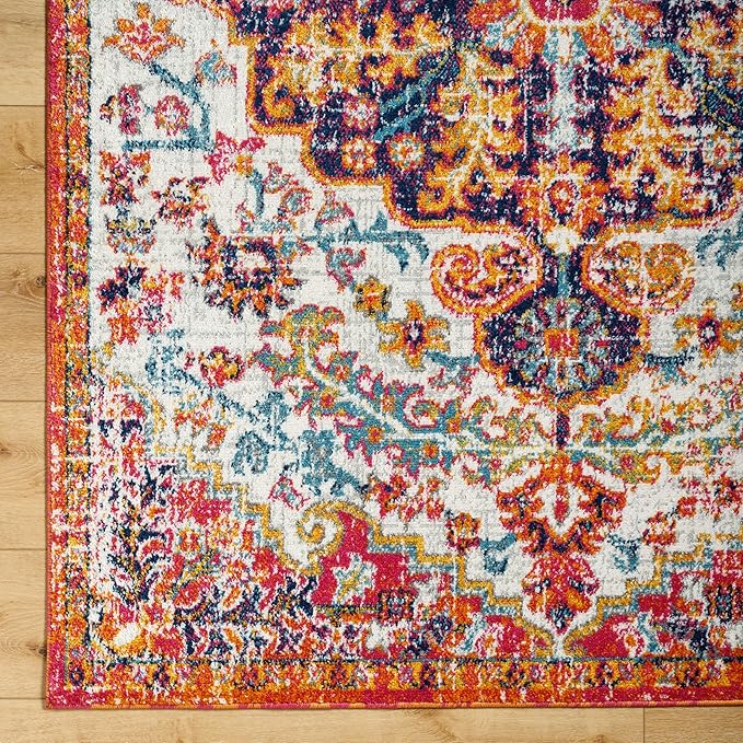 Livabliss Area Rugs - 8x10 Odelia Vintage Boho Beige Mustard Gray Area Rug for Living Room Bedroom - Floral Medallion Stain Resistant Carpet for Kitchen, Nursery, Office (7'10" x 10'3")