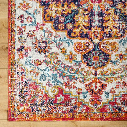 Livabliss Area Rugs - 8x10 Odelia Vintage Boho Beige Mustard Gray Area Rug for Living Room Bedroom - Floral Medallion Stain Resistant Carpet for Kitchen, Nursery, Office (7'10" x 10'3")