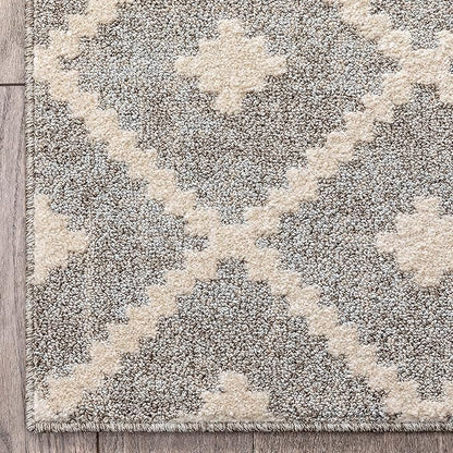 Well Woven Custom Size Hallway Stair Runner - Choose Your Length - Ainsley Ivory Diamond Trellis Geometric Tribal - 27 Inches Wide x 30 Feet Long Runner (27" x 30' Runner) Rug